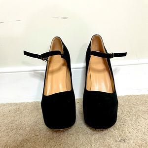 Black Suede Mary Jane Stiletto Platforms